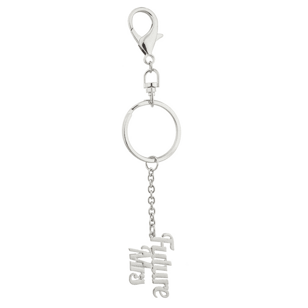 Watercolor Bunny in a Wreath Silver Key Fob Wristlet Bunny Key Chain with Silver charm of your choice